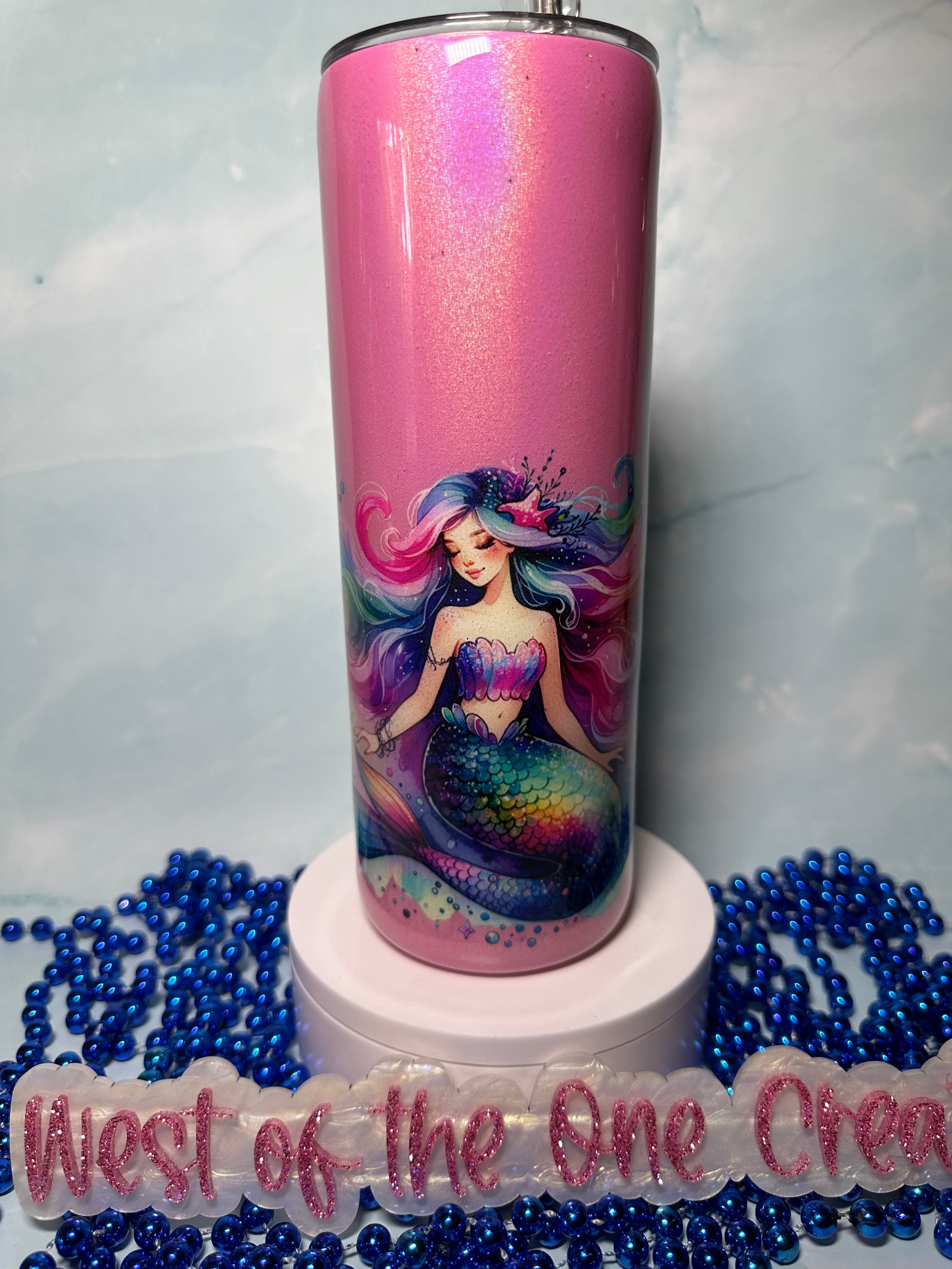 20 oz Mermaid Tumbler with Tail 3D