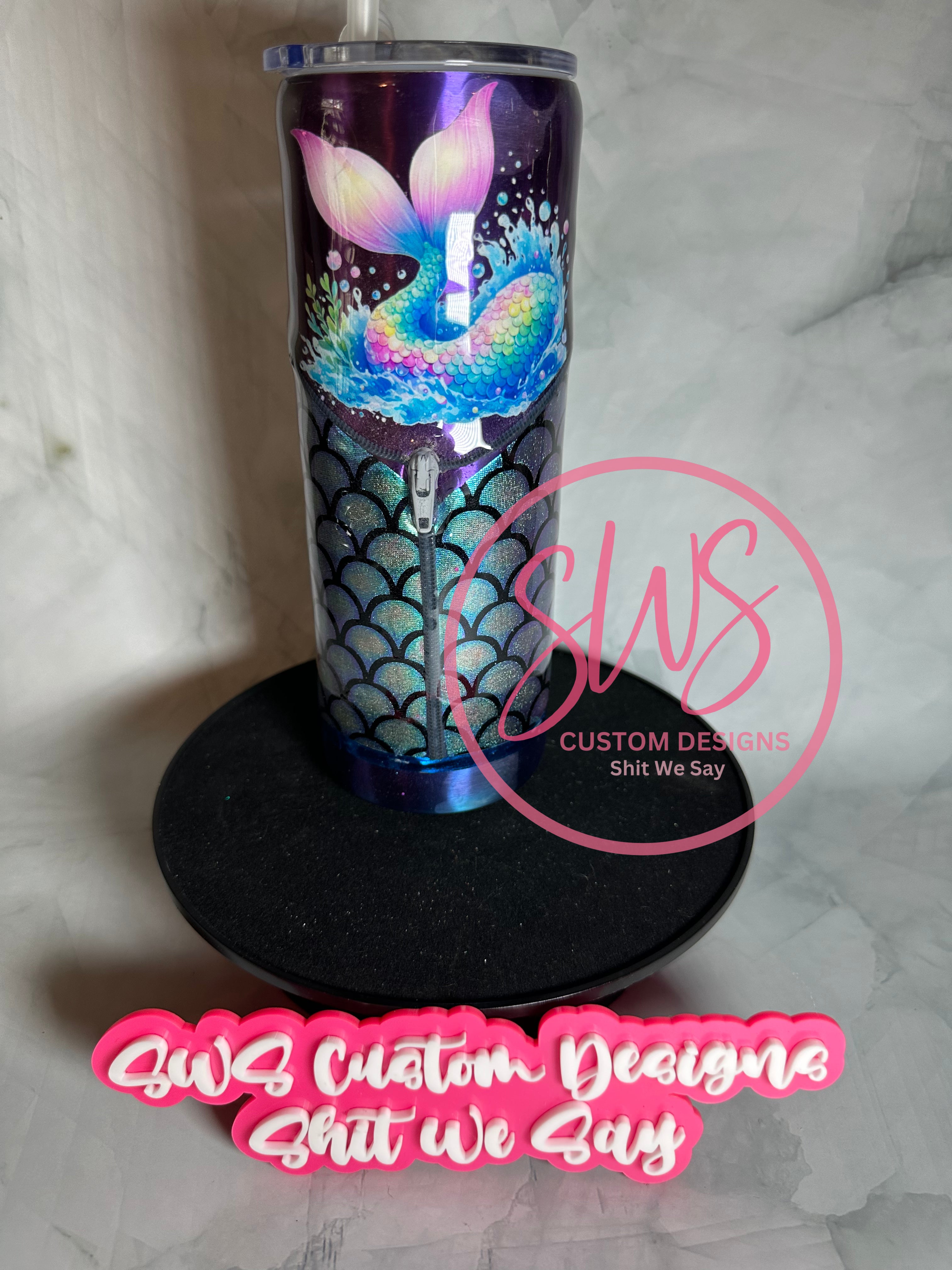 24 oz Mermaid zipper tumbler