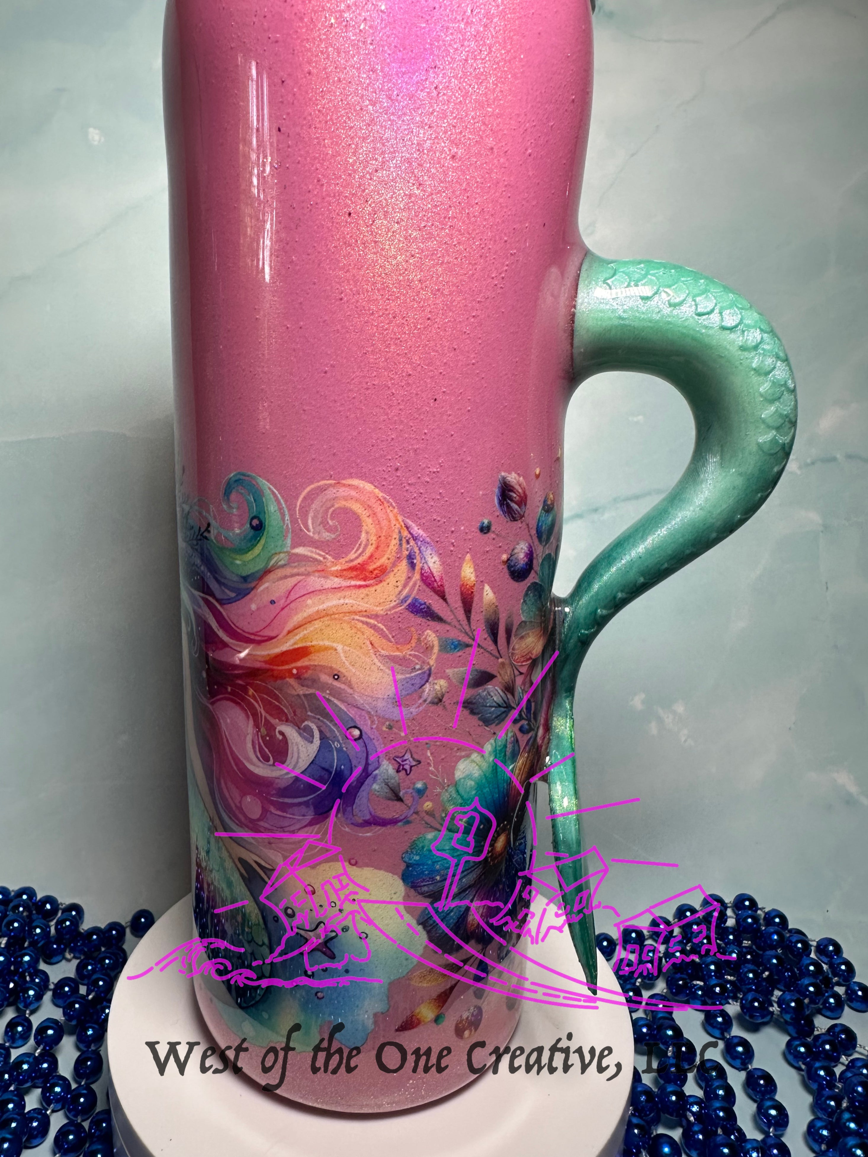 20 oz Mermaid Tumbler with Tail 3D