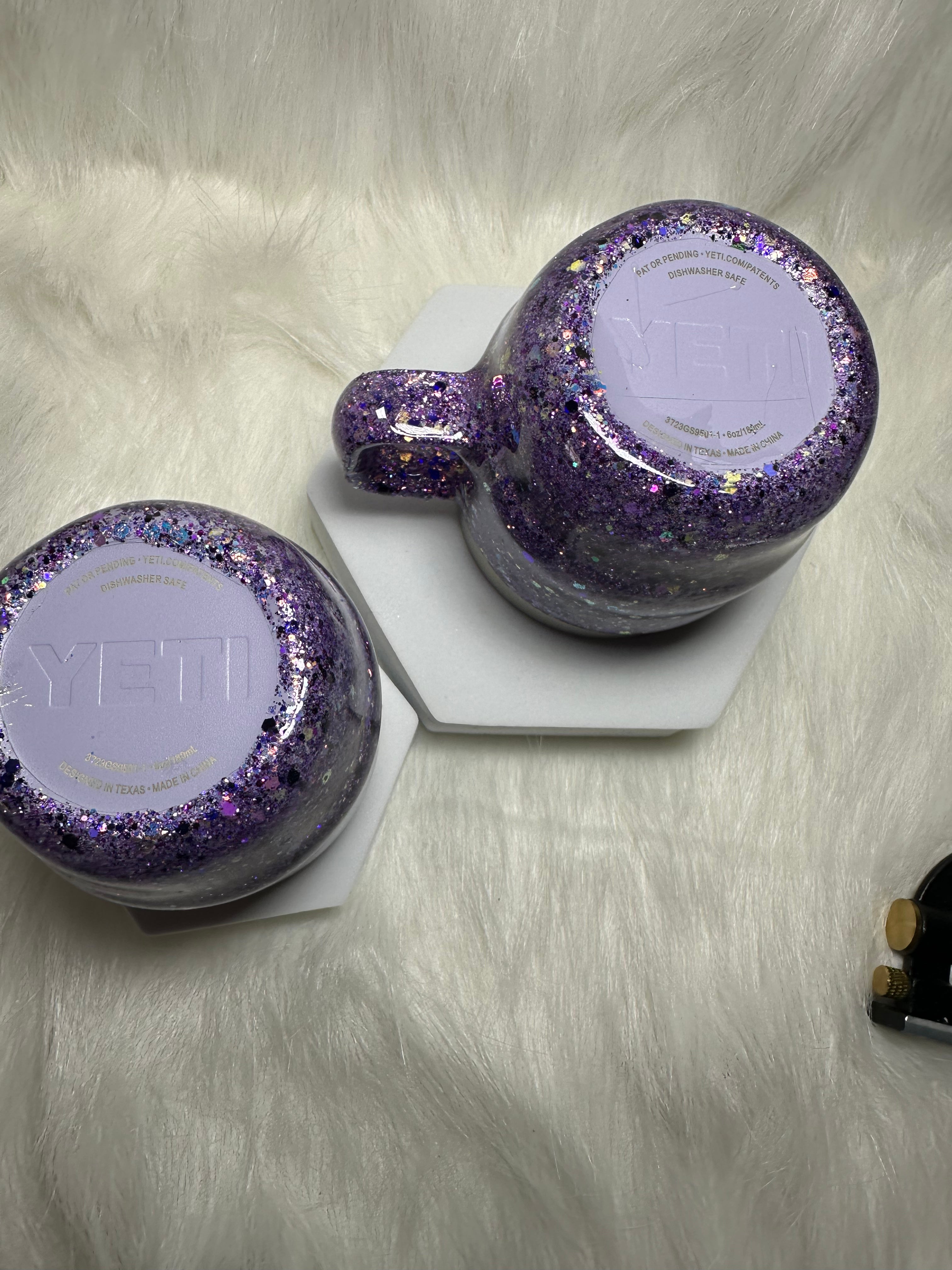 Set of YETI Espresso Cups in Purple Glitter 6 oz each