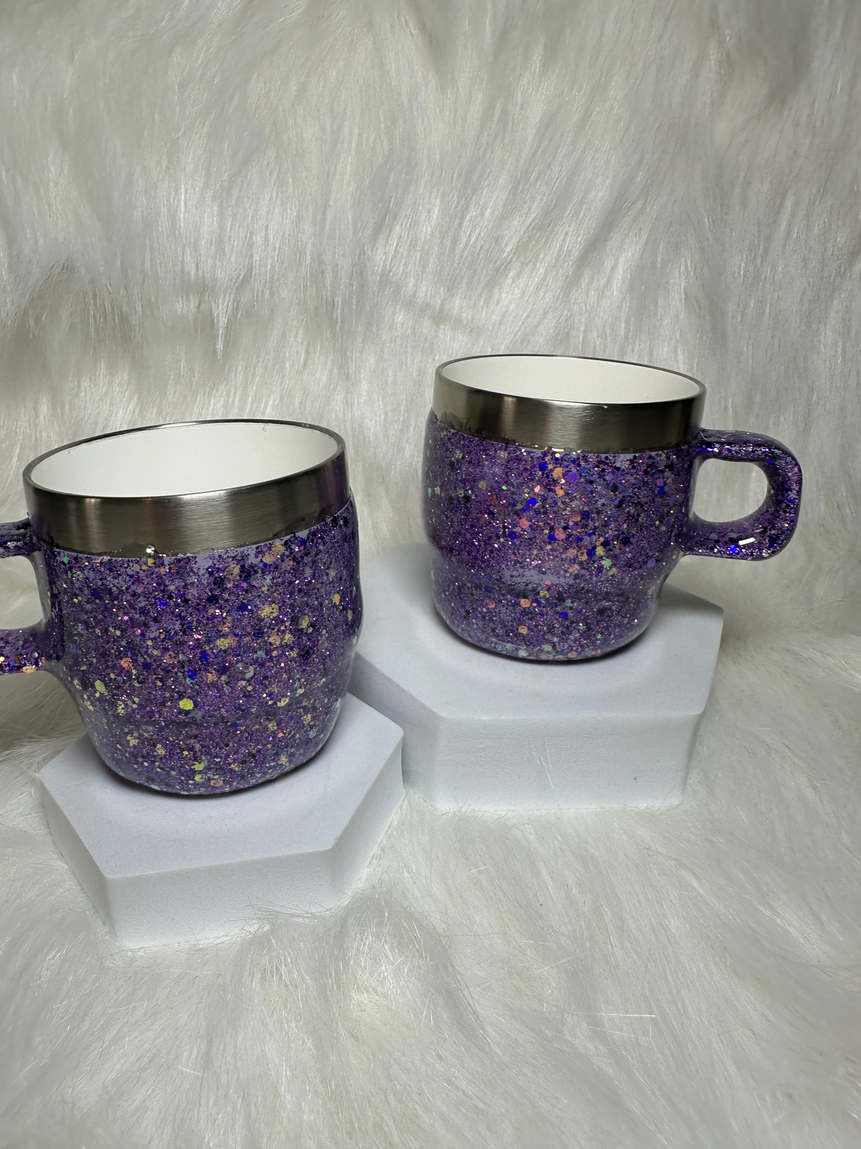 Set of YETI Espresso Cups in Purple Glitter 6 oz each