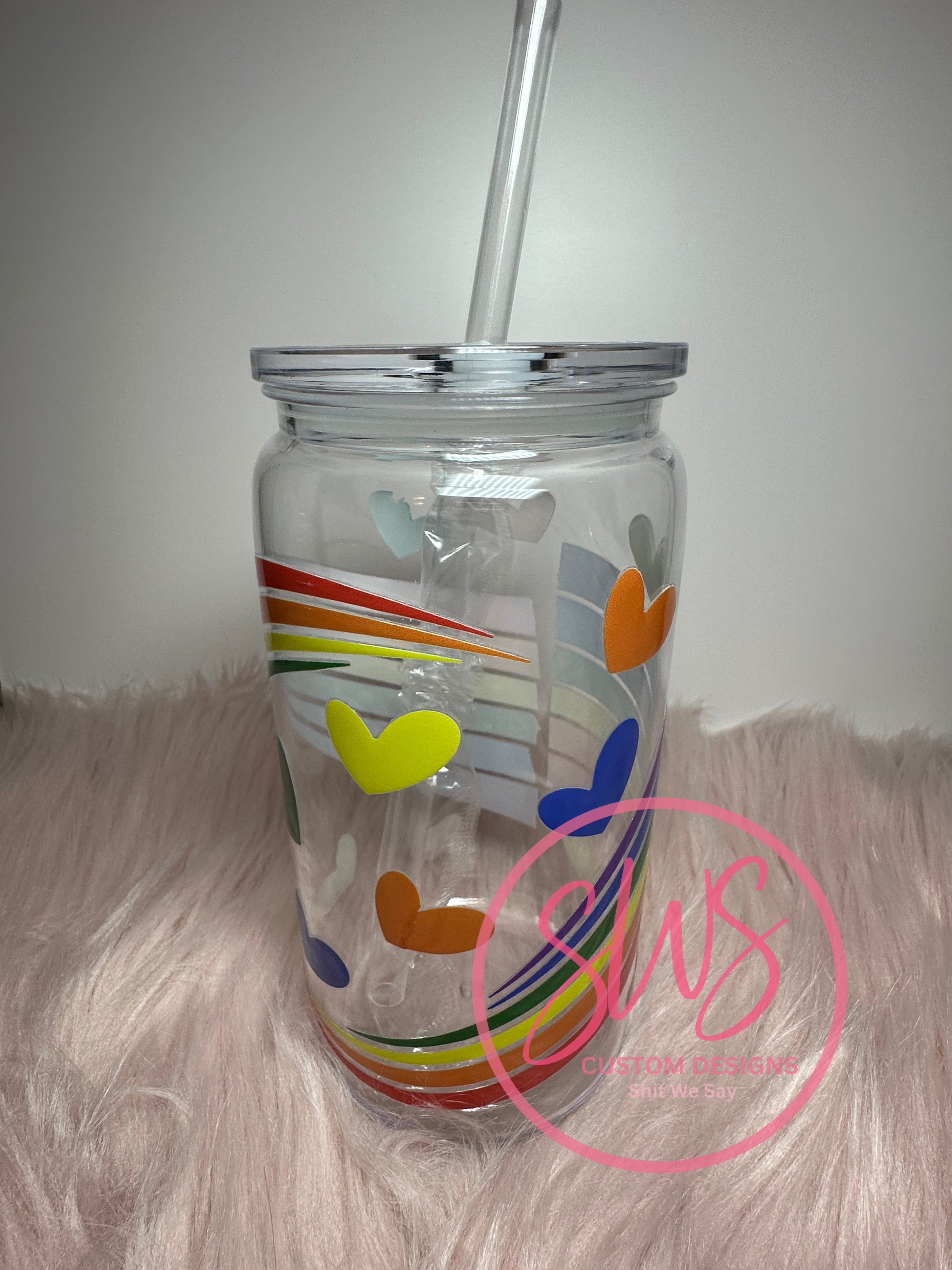 16 oz Acrylic Rainbow Can Tumbler