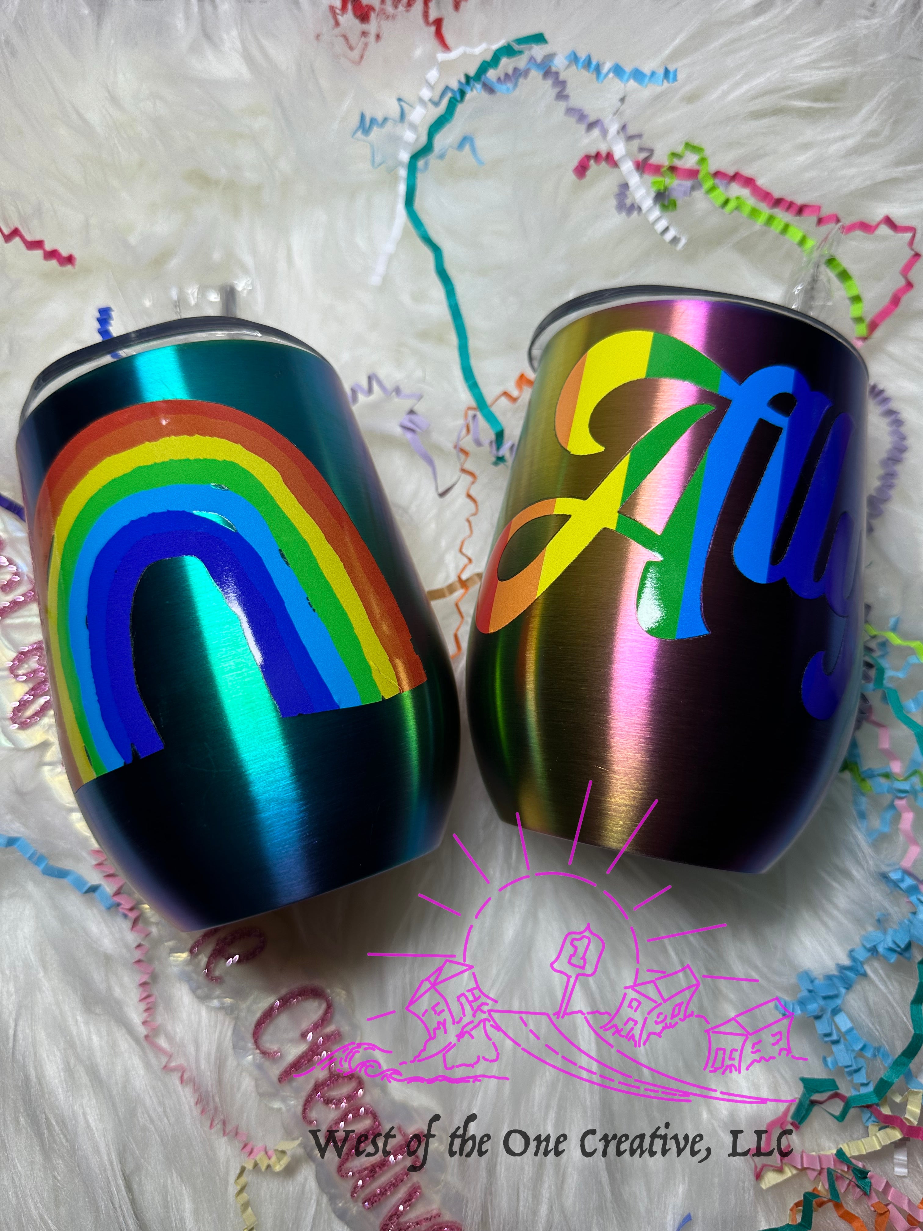 12 oz Wine Tumblers Rainbow Ally