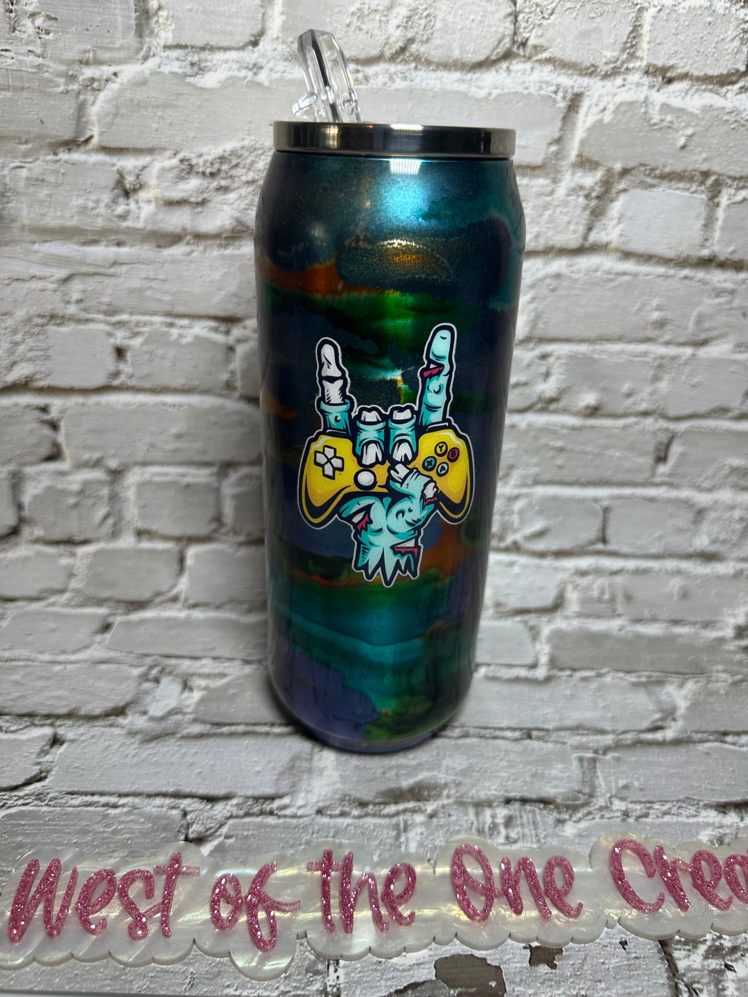 18oz Soda Can Gamer Rock On Water Bottle