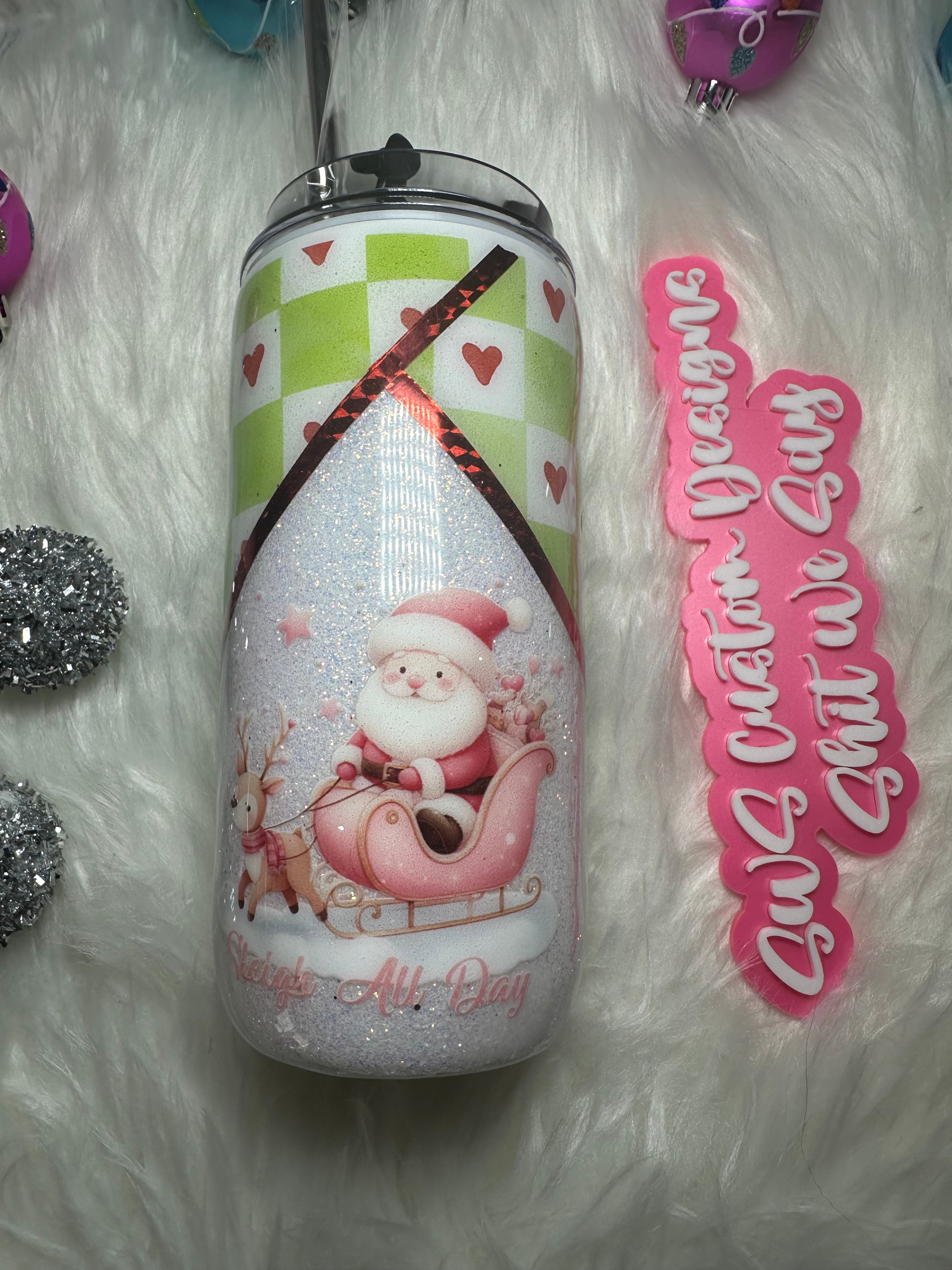 17 oz Tumbler Sleigh All Day Santa