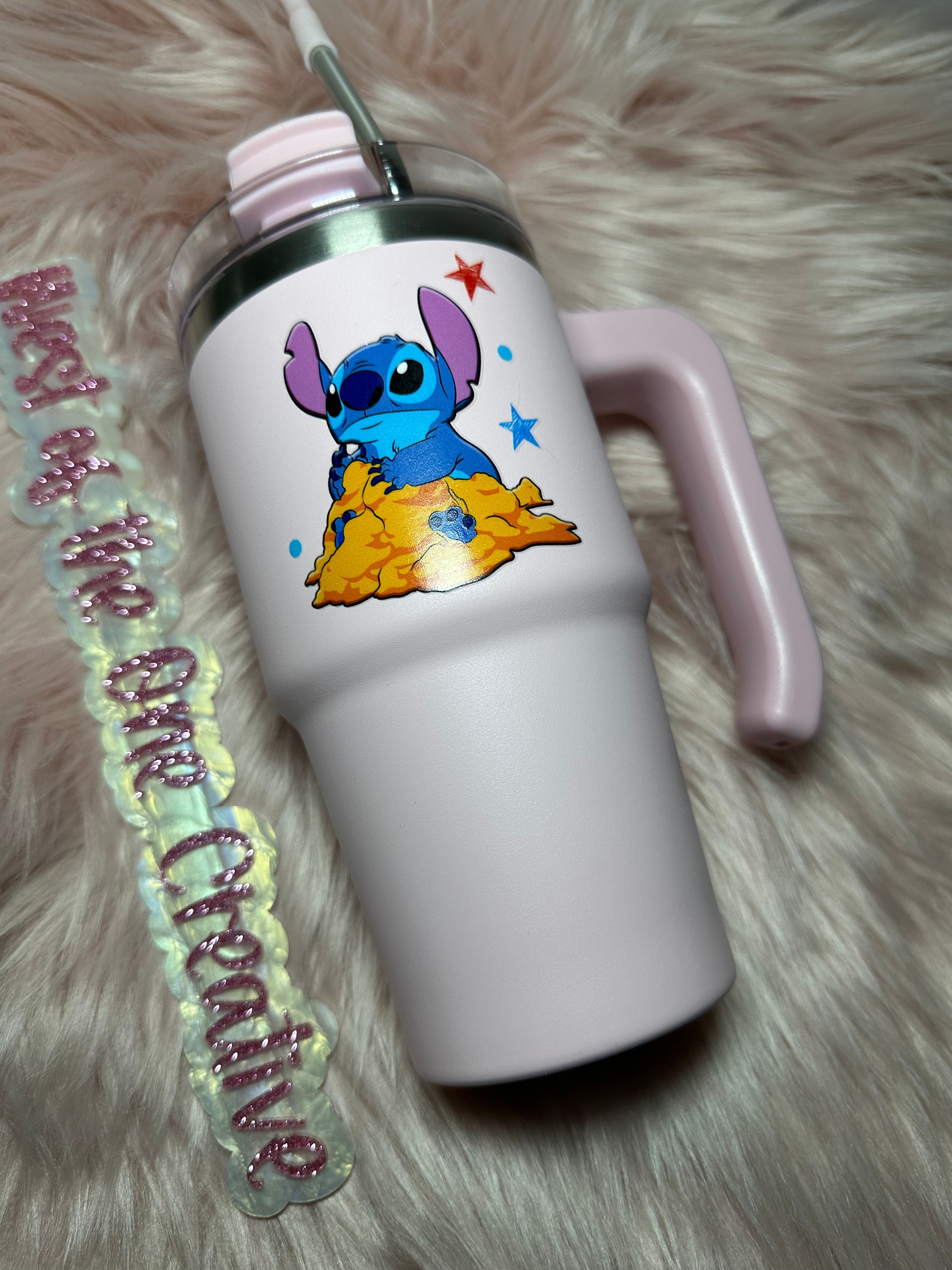 20 oz Grippy Pink Tumbler with crazy blue alien