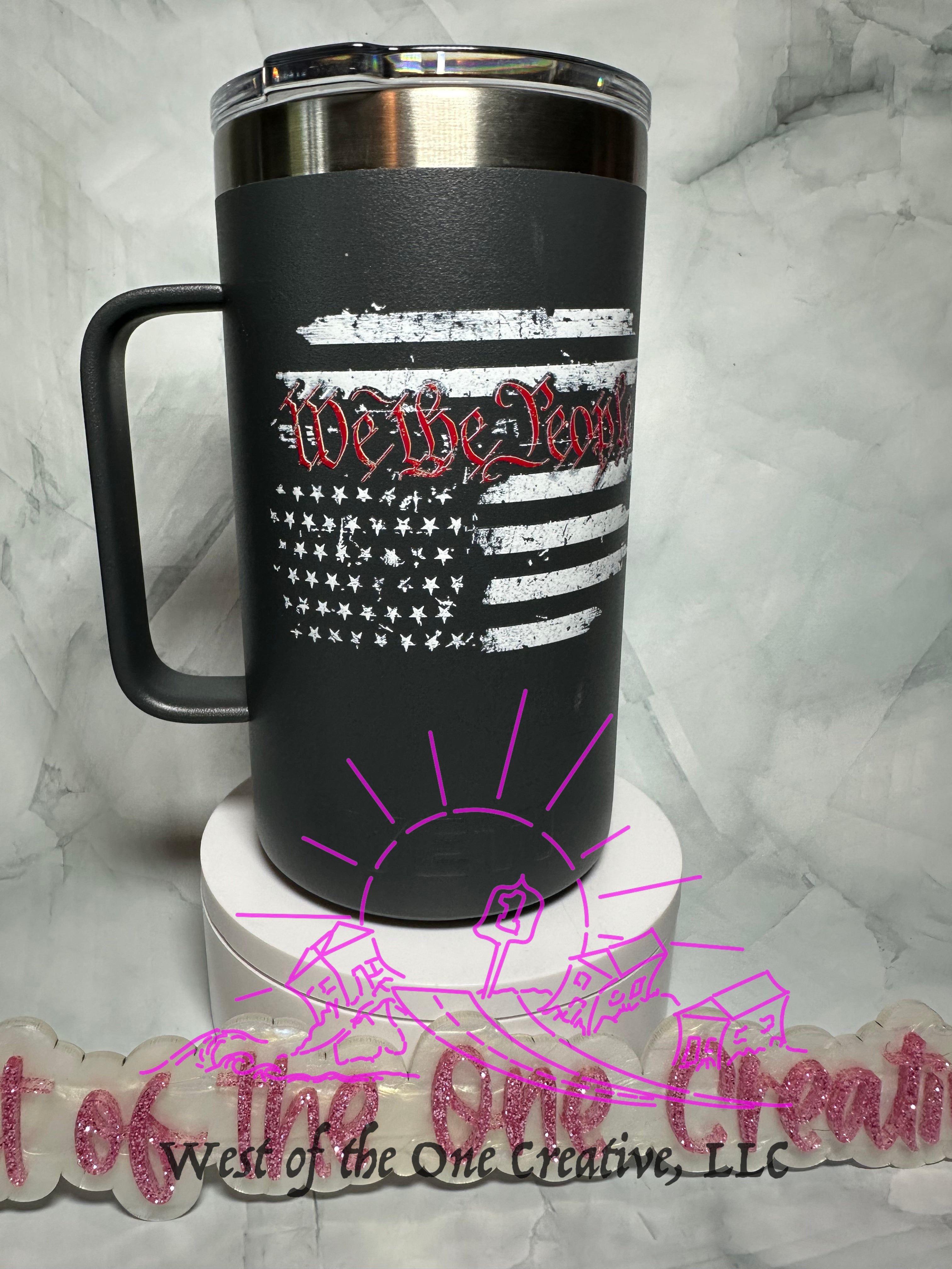 24 oz Yeti Rambler Coffee Mug We the People Grey