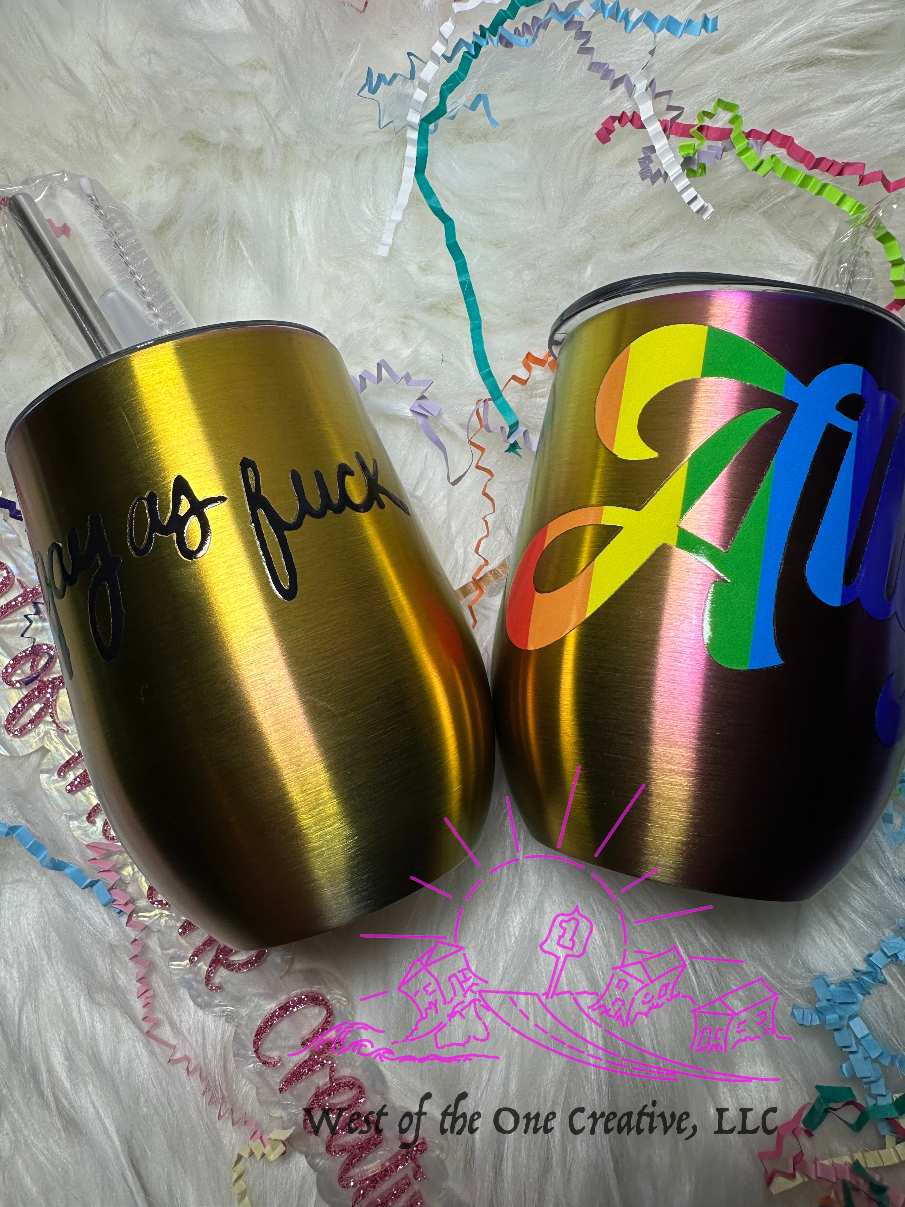 12 oz Wine Tumblers Rainbow Ally