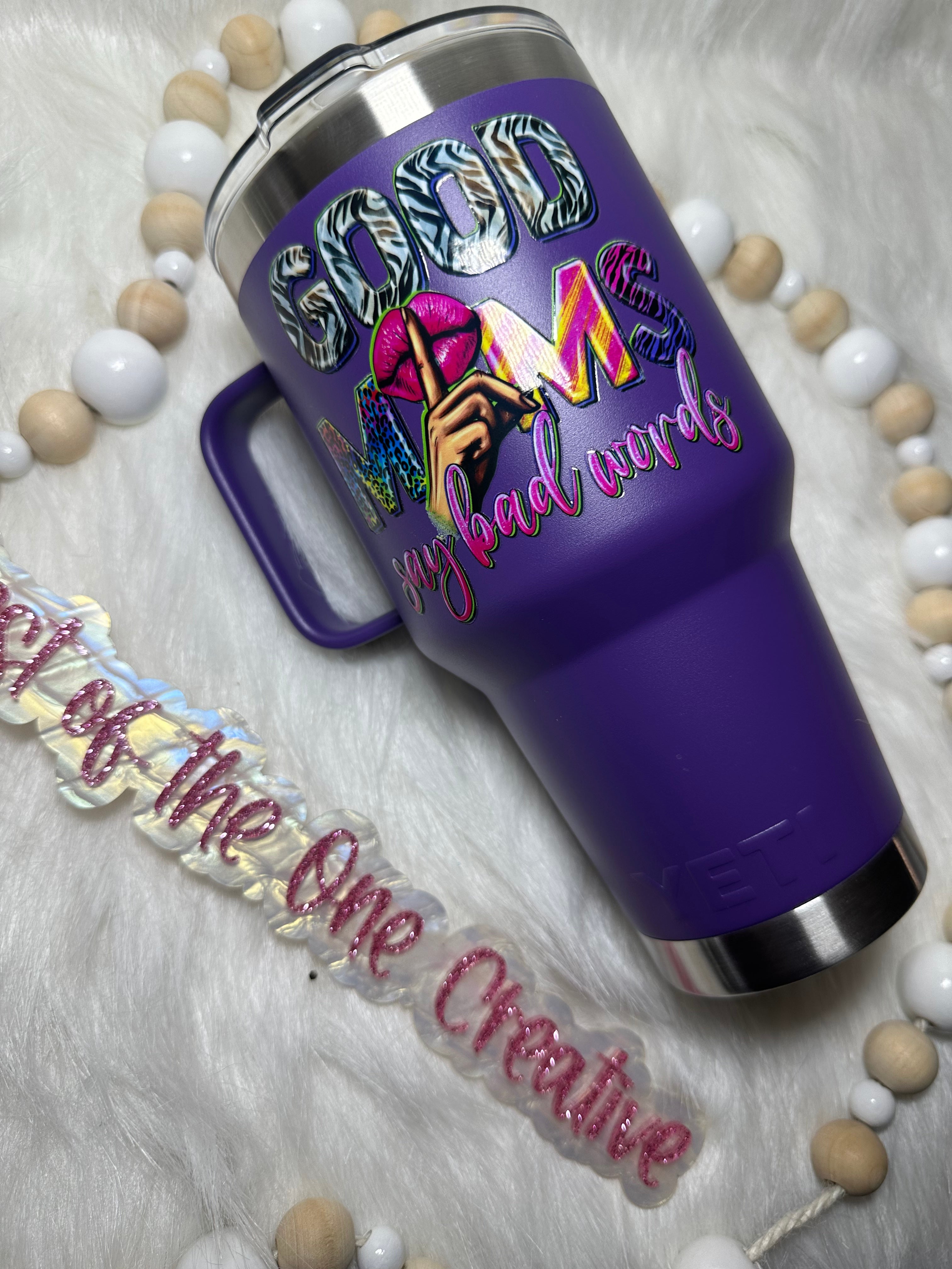 35oz Purple Rambler Good moms say bad words Yeti Tumbler