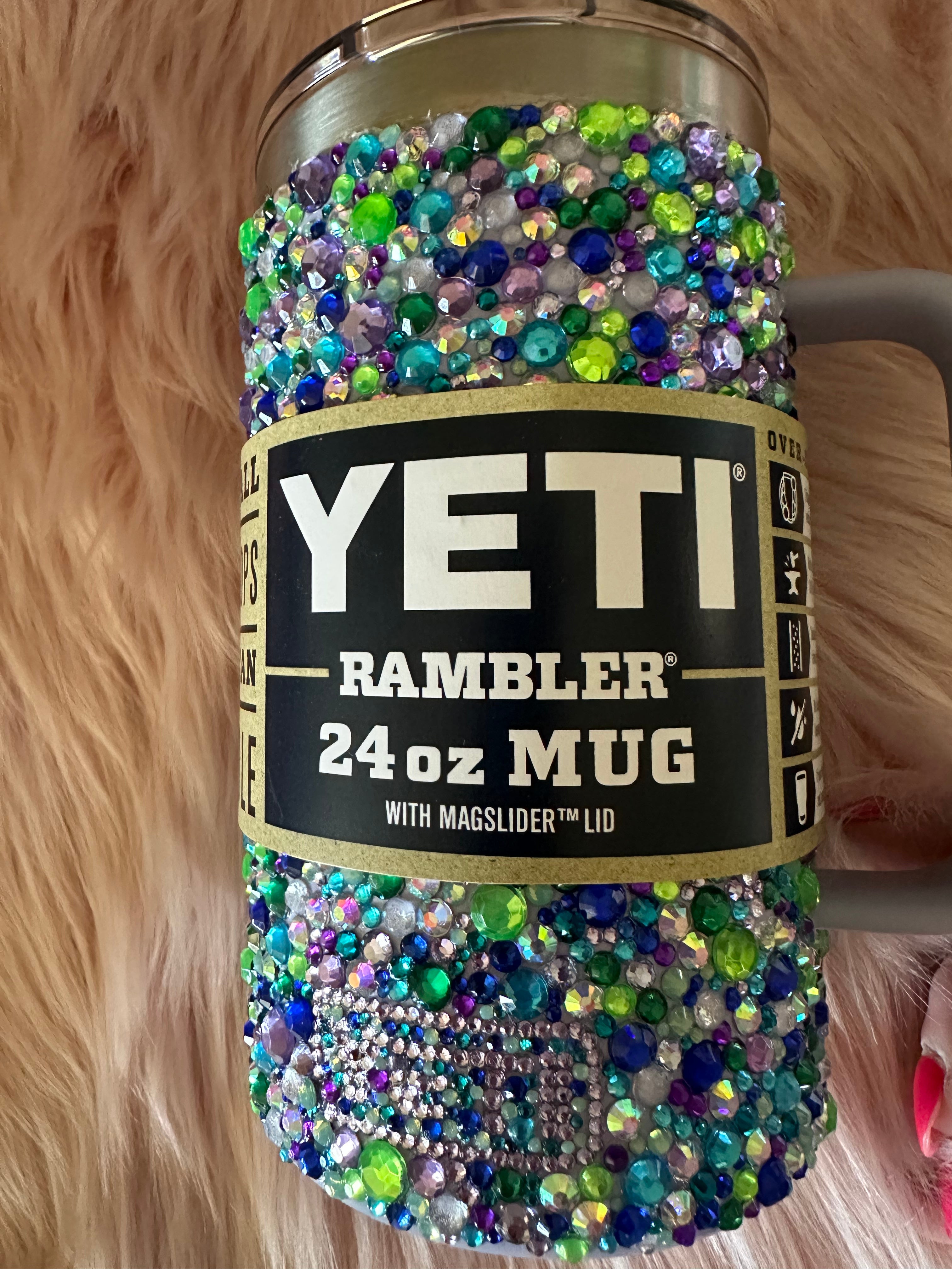 24 oz Yeti Rambler Coffee Tumbler Rhinestone Scattered "Royalty" Design