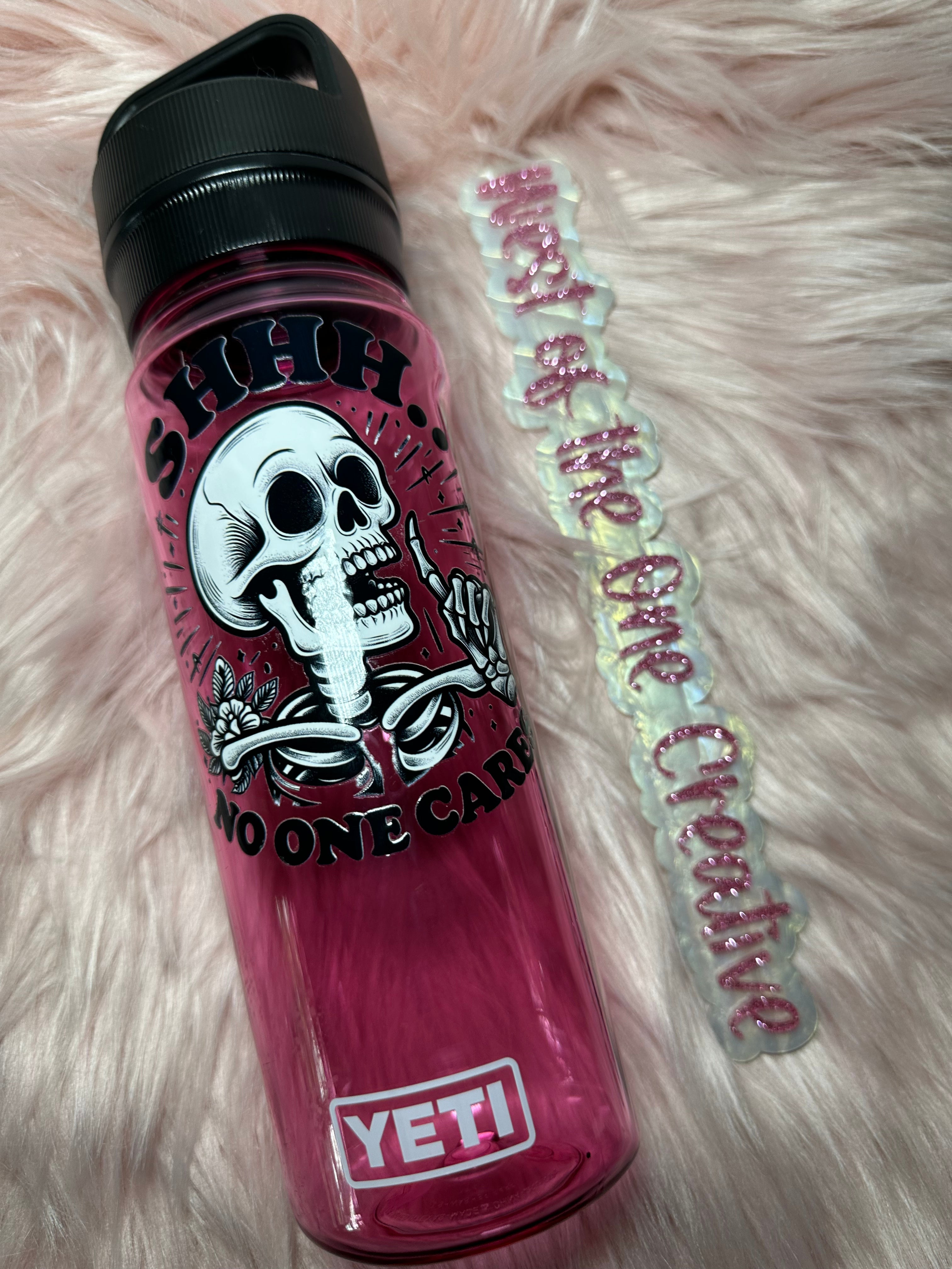 25 oz Water bottle Yeti Yonder Pink Shhhh no one cares