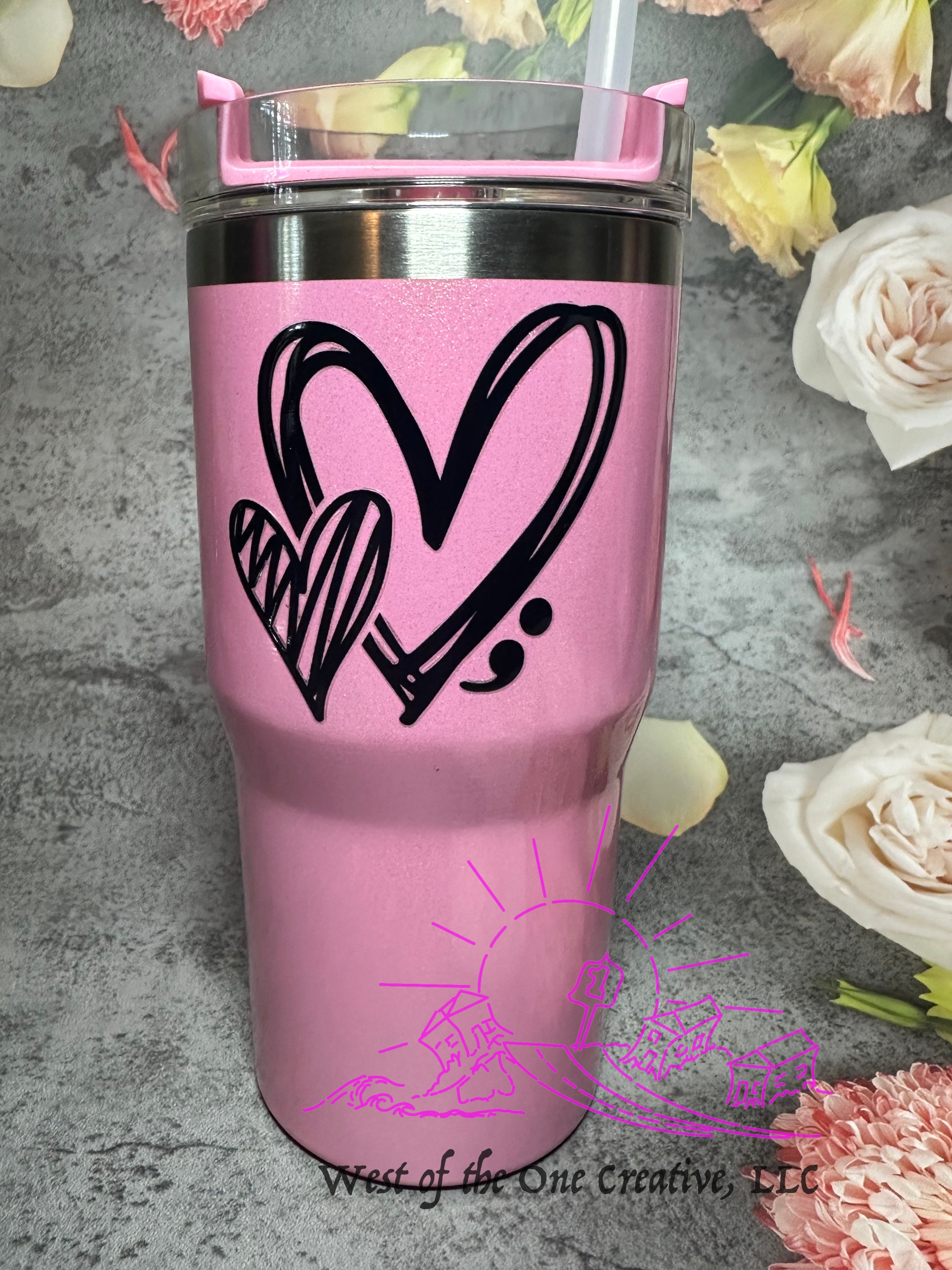 20 oz Pink tumbler "you matter" semi colon message