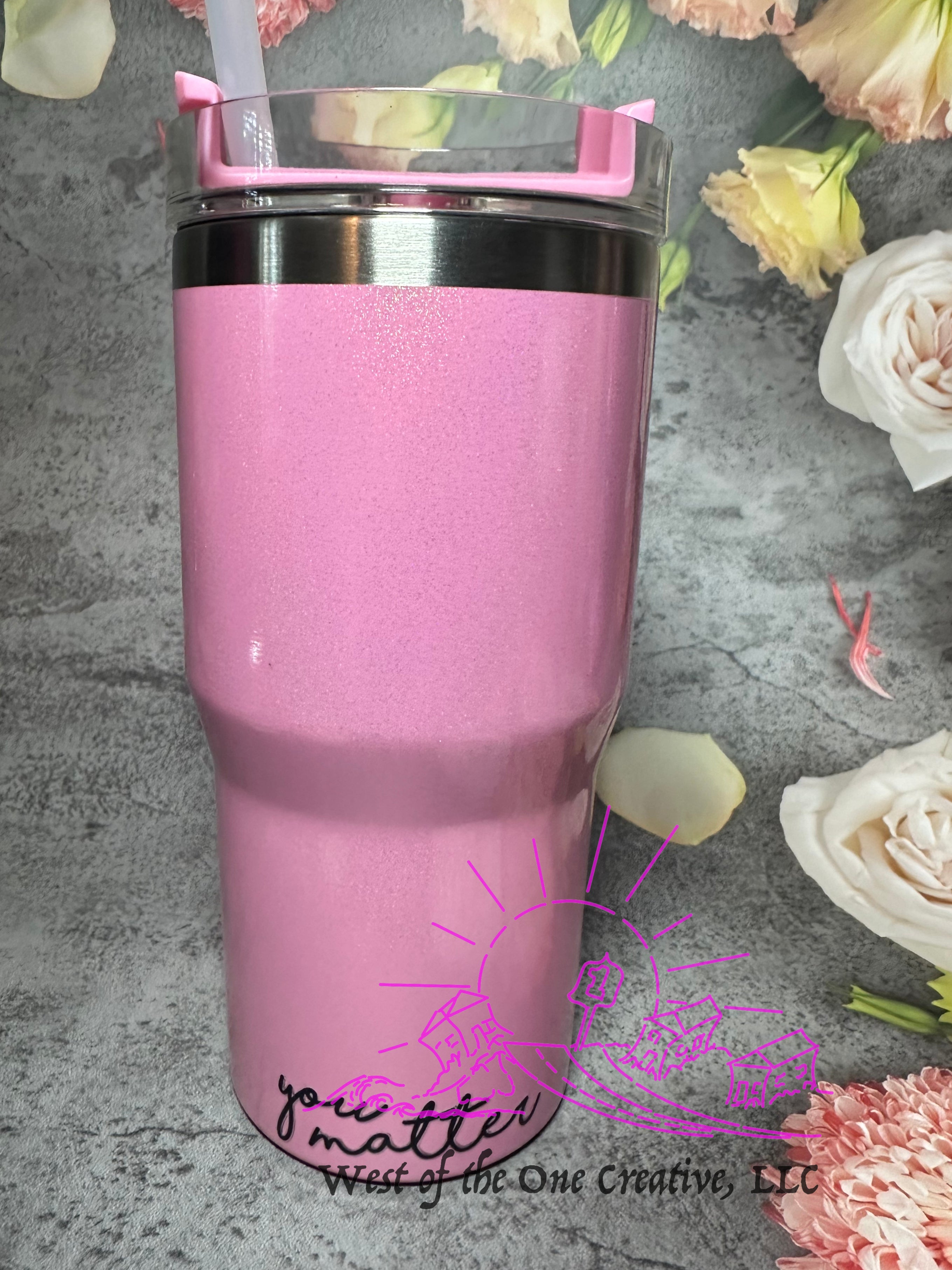 20 oz Pink tumbler "you matter" semi colon message